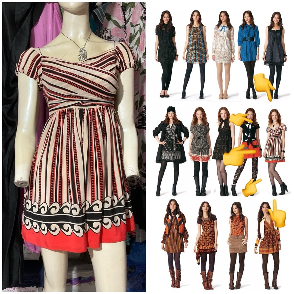 Anna Sui Gossip Girls Inspired 2009 Collection Silk Cap Sleeve Dress Size XS